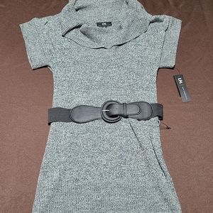 IN San Francisco grey black sweater dress with belt medium